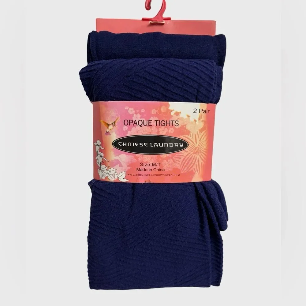 NWT Chinese Laundry 2-Pack Opaque Tights in Purple Size M/T Textured/Smooth NEW